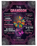 Whenever U Feel Overwhelmed Gm To Grandson Fleece Blanket | Gift For Grandchild