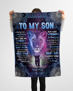 Whenever Your Journey In Life Wolf Mom To Son Fleece Blanket | Gift For Son