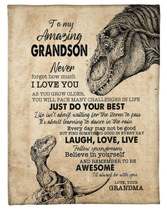 Never Forget I Love U Grandma To Grandson Fleece Blanket | Gift For Grandchild