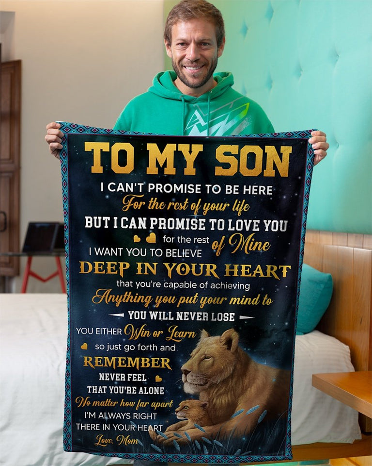 I'm Always Right There In Your Heart Mom To Son Fleece Blanket | Gift For Son