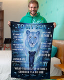 Sometimes It's Hard To Find Words-Lion Mom To Son Fleece Blanket | Gift For Son