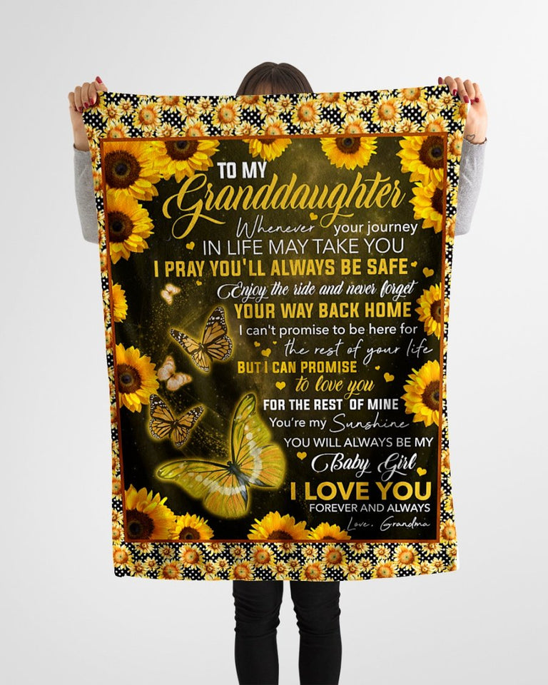 Whenever Your Journey In Life To Granddaughter Fleece Blanket | Gift For Grandchild