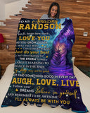 Never 4Get How Much I Love U Purple Wolf Gm To Gs Fleece Blanket | Gift For Grandchild