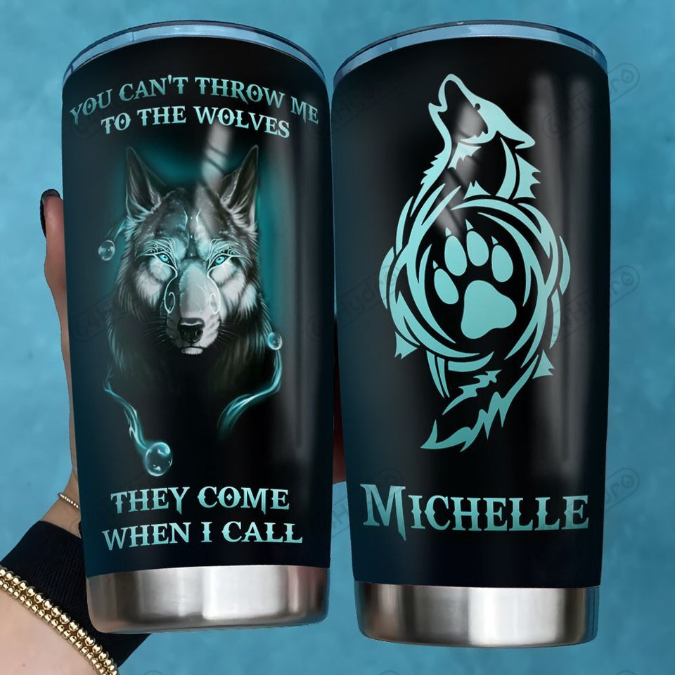 Tumbler Wolf Personalized Mda1112018 Stainless Steel Tumbler Travel Customize Name, Text, Number, Image - Love Mine Gifts