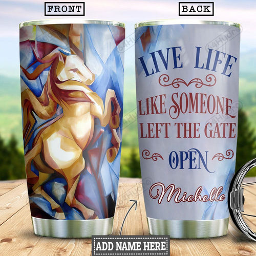 Tumbler Abstract Horse Personalized Htq1212001 Stainless Steel Tumbler Travel Customize Name, Text, Number, Image - Love Mine Gifts