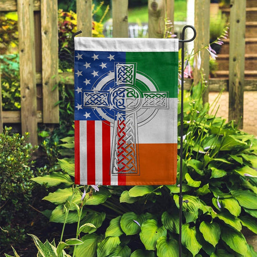 Irish American Celtic Cross Flag | Garden Flag | Double Sided House Flag | Indoor Outdoor Decor