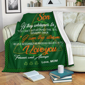 Irish Mom To My Son Fleece Blanket | St Patrick's Day Gifts | Gift For Son