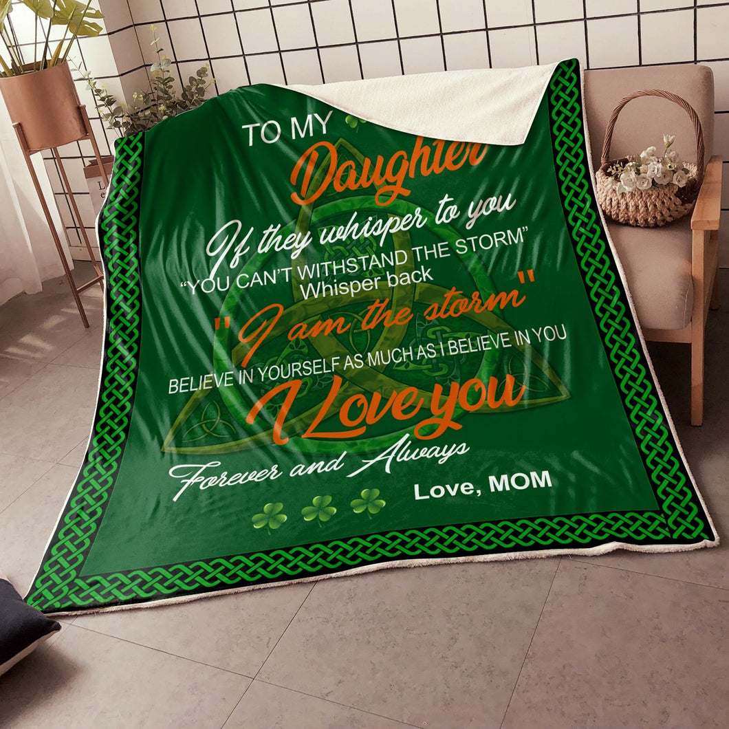 Irish Mom To My Daughter Fleece Blanket | St Patrick's Day Gifts | Gift For Daughter