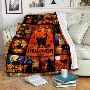 Black Cat Halloween Fleece Blanket