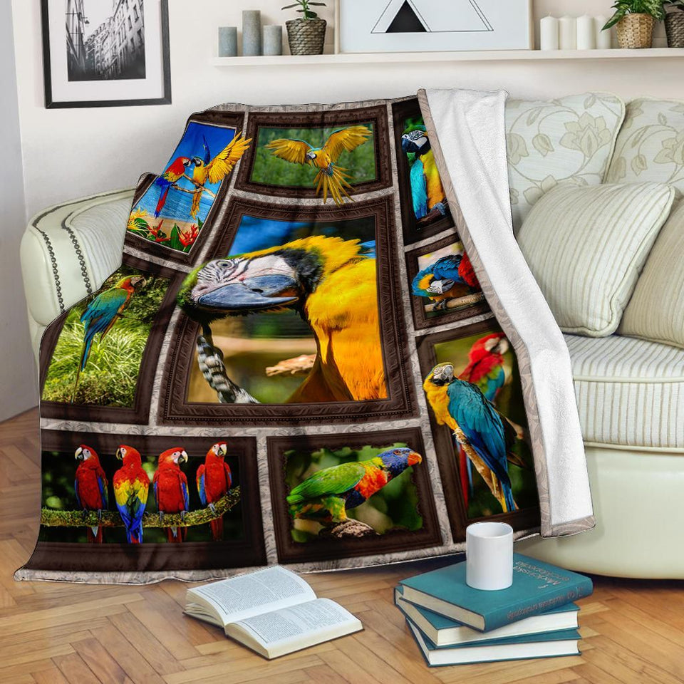Fleece Blanket 3d Parrots Fleece Blanket Print 3D, Unisex, Kid, Adult - Love Mine Gifts
