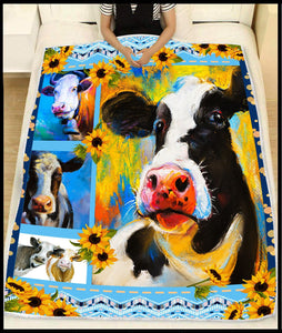 Fleece Blanket Cow Lover Name Date Fleece Blanket Print 3D, Unisex, Kid, Adult - Love Mine Gifts