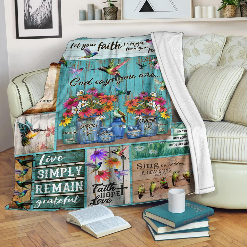 Fleece Blanket God Says You Are - Hummingbird Fleece Blanket Print 3D, Unisex, Kid, Adult - Love Mine Gifts