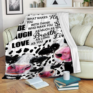 Fleece Blanket Cow Happy Fleece Blanket Print 3D, Unisex, Kid, Adult - Love Mine Gifts