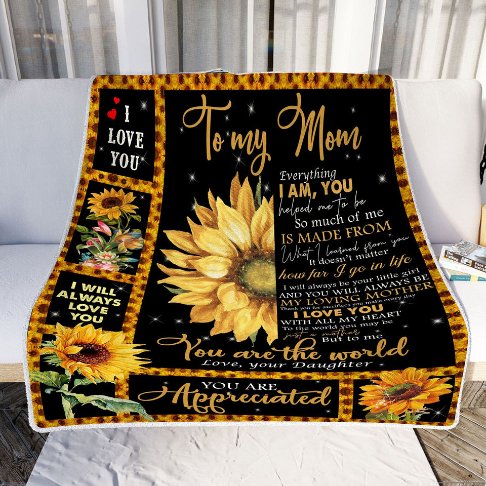 Gift For Mom - Mother Sunflower Fleece Blanket