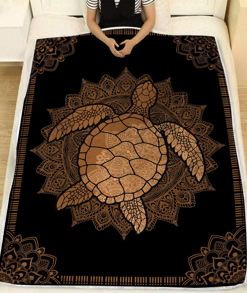 Fleece Blanket Turtle Mandala Personalized Custom Name Date Fleece Blanket Print 3D, Unisex, Kid, Adult - Love Mine Gifts
