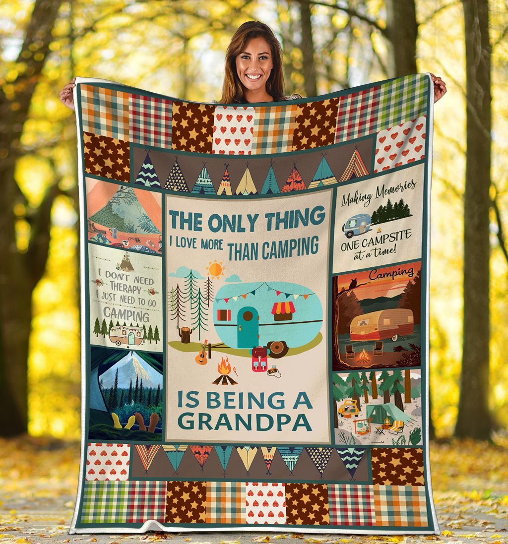 Gift For Grandpa - Grandpa Loves Camping Fleece Blanket
