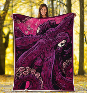 Fleece Blanket Pink Octopus Personalized Custom Name Date Fleece Blanket Print 3D, Unisex, Kid, Adult - Love Mine Gifts