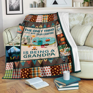Gift For Grandpa - Grandpa Loves Camping Fleece Blanket