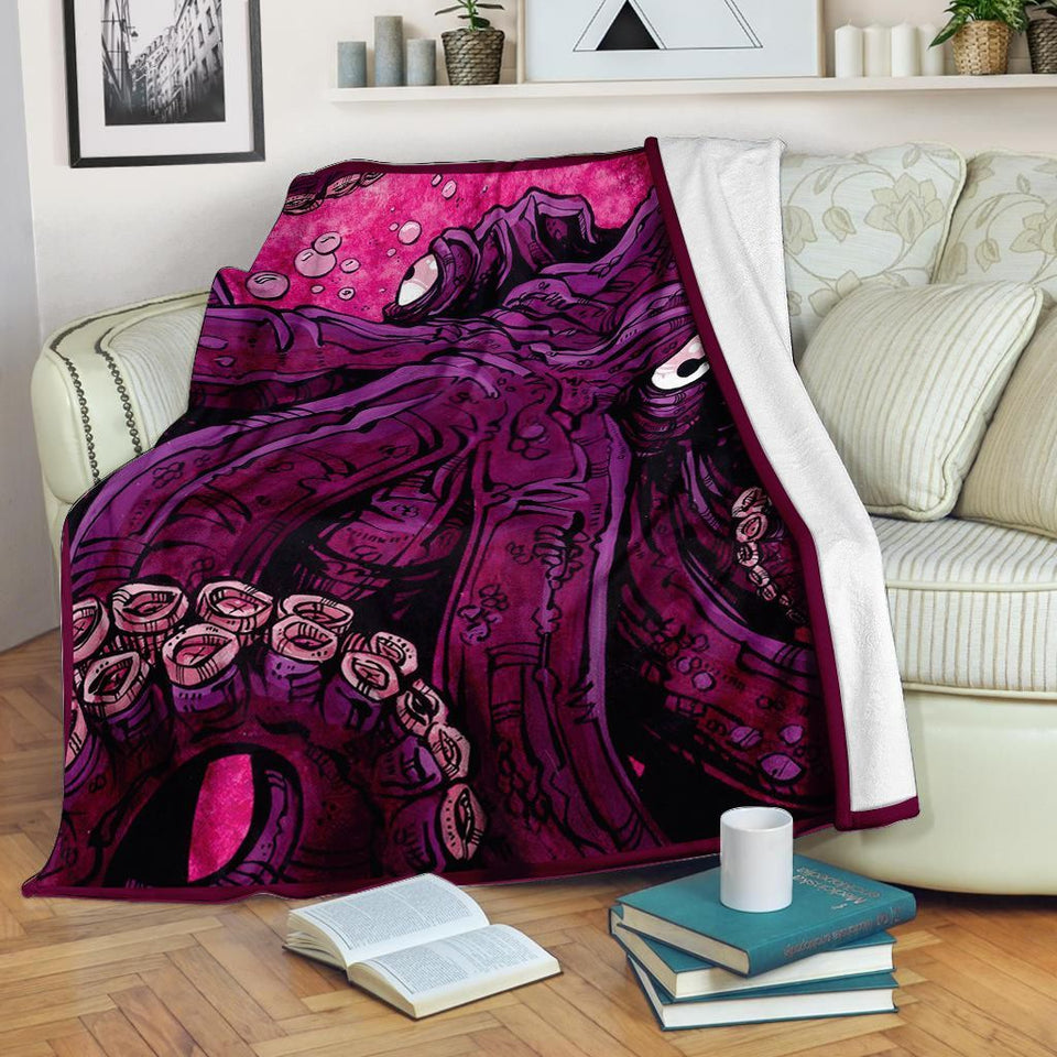 Fleece Blanket Pink Octopus Personalized Custom Name Date Fleece Blanket Print 3D, Unisex, Kid, Adult - Love Mine Gifts