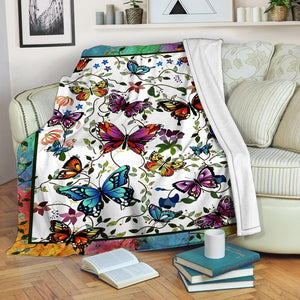 Fleece Blanket Butterfly Flower Fleece Blanket Print 3D, Unisex, Kid, Adult - Love Mine Gifts
