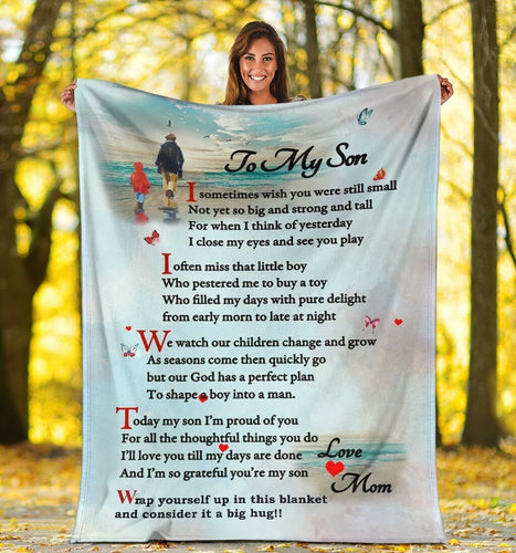 Fleece Blanket Gift For Son - To My Son Love, Mom Personalized Custom Name Text Fleece Blanket Print 3D, Unisex, Kid, Adult - Love Mine Gifts