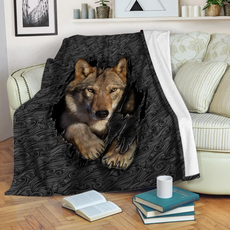 3D Wolf Fleece Blanket