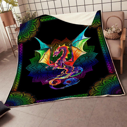 Fleece Blanket Dragon Colorful Personalized Custom Name Date Fleece Blanket Print 3D, Unisex, Kid, Adult - Love Mine Gifts
