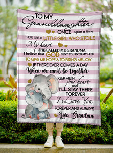 Gift For Granddaughter - Elephant Love From Grandma Fleece Blanket
