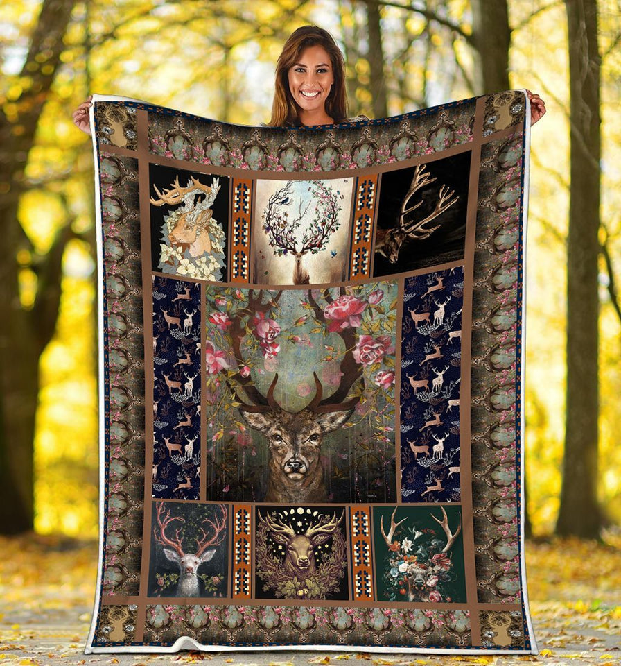 Fleece Blanket Deer Art Fleece Blanket Print 3D, Unisex, Kid, Adult - Love Mine Gifts