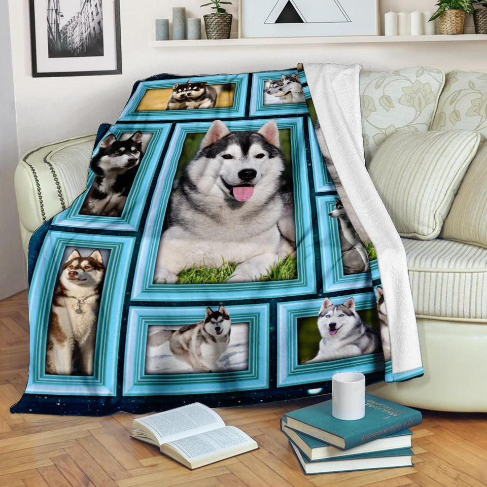 Fleece Blanket Amazing Siberian Husky Fleece Blanket Print 3D, Unisex, Kid, Adult - Love Mine Gifts