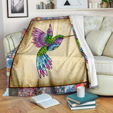 Fleece Blanket Colorful Hummingbird Personalized Custom Name Date Fleece Blanket Print 3D, Unisex, Kid, Adult - Love Mine Gifts