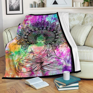 Fleece Blanket Mandala Buddha Tie Dye Fleece Blanket Print 3D, Unisex, Kid, Adult - Love Mine Gifts