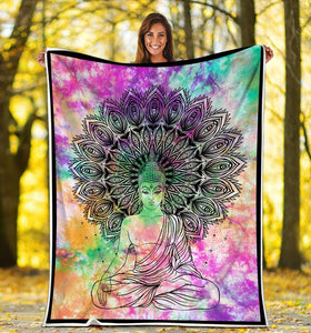 Fleece Blanket Mandala Buddha Tie Dye Fleece Blanket Print 3D, Unisex, Kid, Adult - Love Mine Gifts