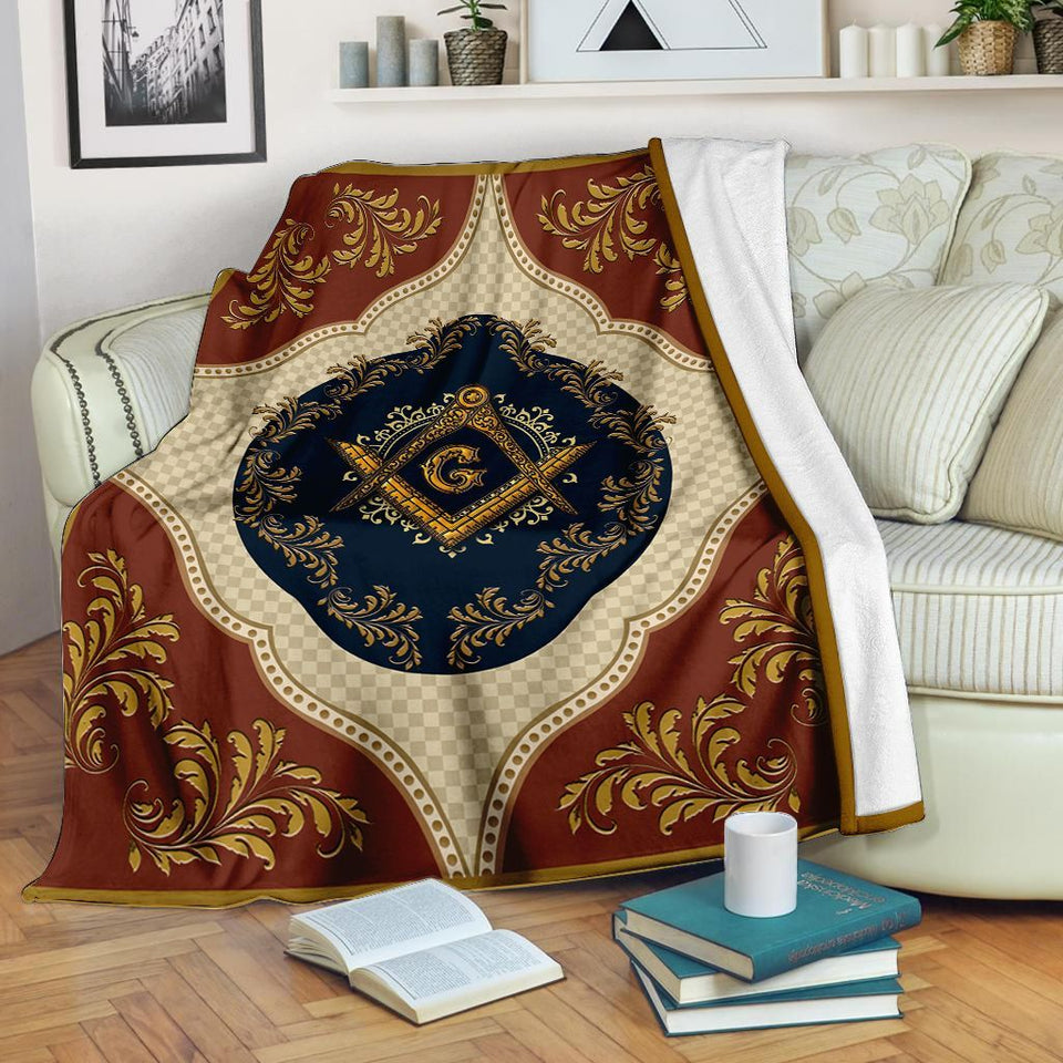 Masonic With Square And Compasses Fleece Blanket