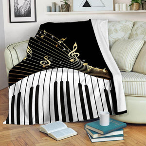 Fleece Blanket Piano Key And Music Notes Personalized Custom Name Date Fleece Blanket Print 3D, Unisex, Kid, Adult - Love Mine Gifts