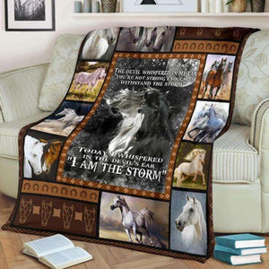Fleece Blanket I Am The Storm, Horse Fleece Blanket Print 3D, Unisex, Kid, Adult - Love Mine Gifts