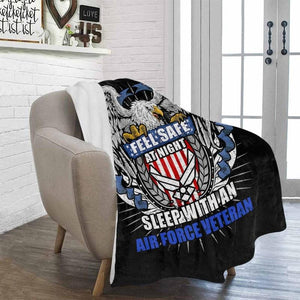 Fleece Blanket Feel Safe At Night Sleep With An Air Force Veteran Fleece Blanket Print 3D, Unisex, Kid, Adult - Love Mine Gifts