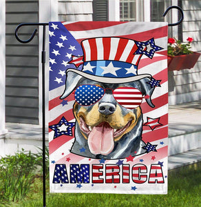 America Rottweiler Dog Flag | Garden Flag | Double Sided House Flag | Indoor Outdoor Decor