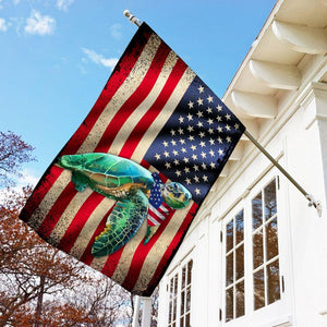 Us Flag Turtle | Garden Flag | Double Sided House Flag | Indoor Outdoor Decor