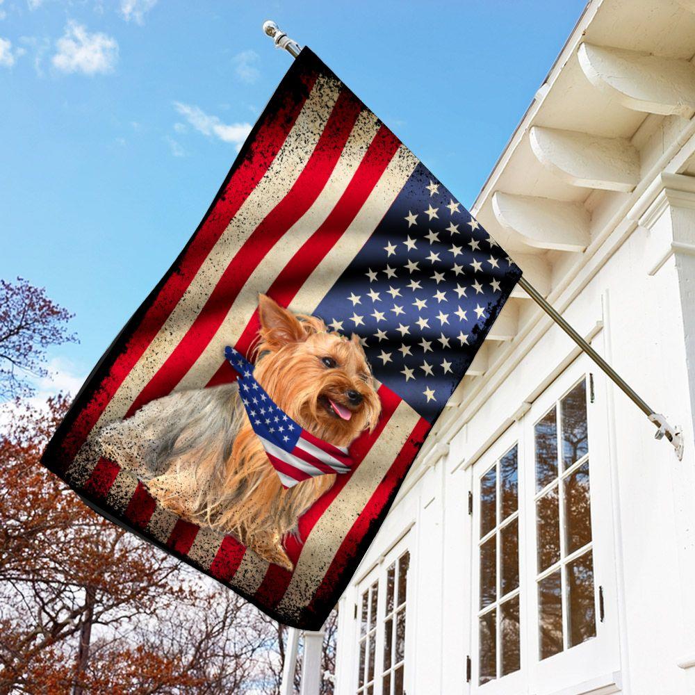 Us Flag Yorkshire Terrier Dog Flag | Garden Flag | Double Sided House Flag | Indoor Outdoor Decor