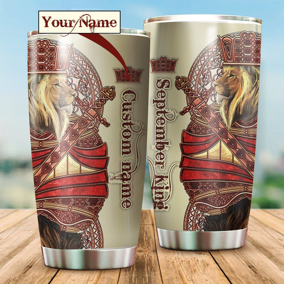 Tumbler September King Lion Custom Name Stainless Steel Tumbler Travel Customize Name, Text, Number, Image - Love Mine Gifts