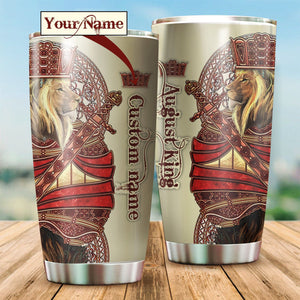 Tumbler August King Lion Custom Name Stainless Steel Tumbler Travel Customize Name, Text, Number, Image - Love Mine Gifts