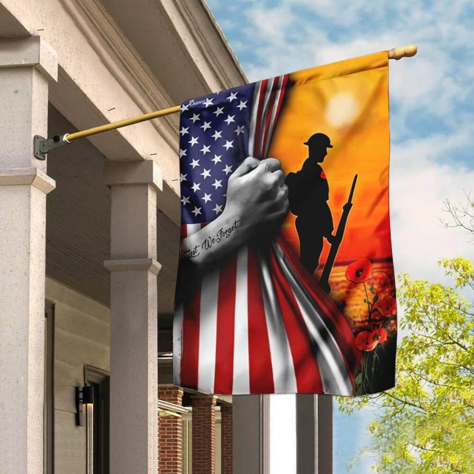 American Veteran Sunset Flag | Garden Flag | Double Sided House Flag | Indoor Outdoor Decor