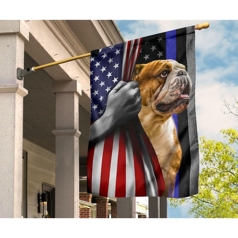American Flag Bull Dog Flag | Garden Flag | Double Sided House Flag | Indoor Outdoor Decor
