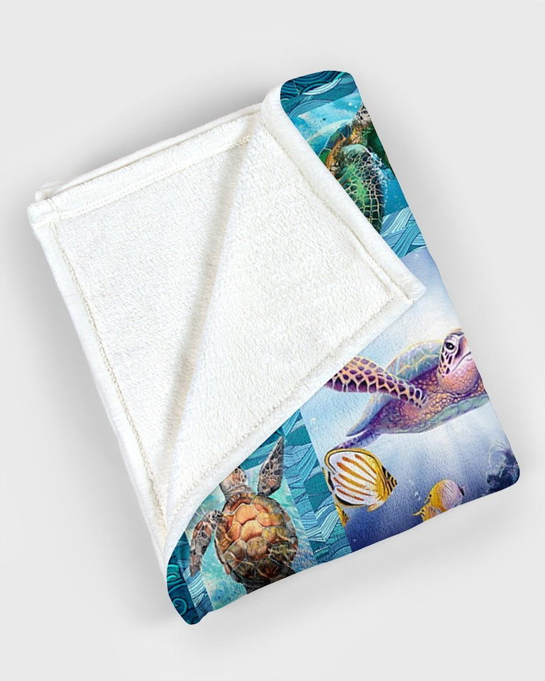 Fleece Blanket Beautiful Turtles Fleece Blanket Print 3D, Unisex, Kid, Adult | Gift For Turtles Lover - Love Mine Gifts
