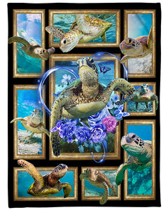 Fleece Blanket Beautiful Turtle Fleece Blanket Print 3D, Unisex, Kid, Adult | Gift For Turtles Lover - Love Mine Gifts