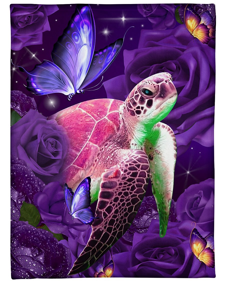 Fleece Blanket Beautiful Turtle Personalized Custom Name Date Fleece Blanket Print 3D, Unisex, Kid, Adult | Gift For Turtles Lover - Love Mine Gifts