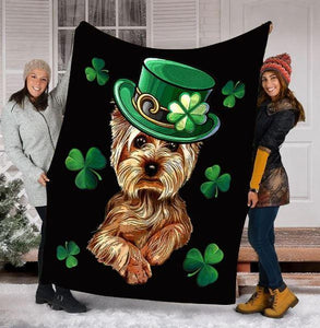Yorkshire Terrier Dog St Patrick's Day Dog Lovers Gift Fleece Blanket