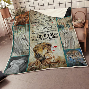 My Wife Lion Couple How Much You Mean To Me Gift From Husband Fleece Blanket