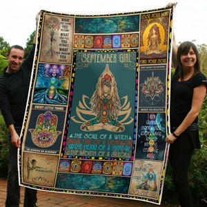 Fleece Blanket September Girl The Soul Of Mermaid Yoga Namaste Fleece Blanket Print 3D, Unisex, Kid, Adult - Love Mine Gifts